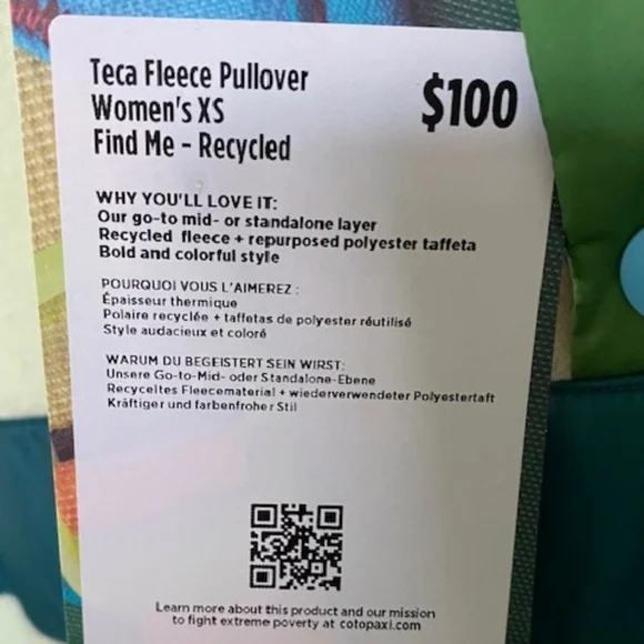 Cotopaxi Teca 1/4 Snap Fleece Pullover sz XS retro colours lightweight - Picture 11 of 16